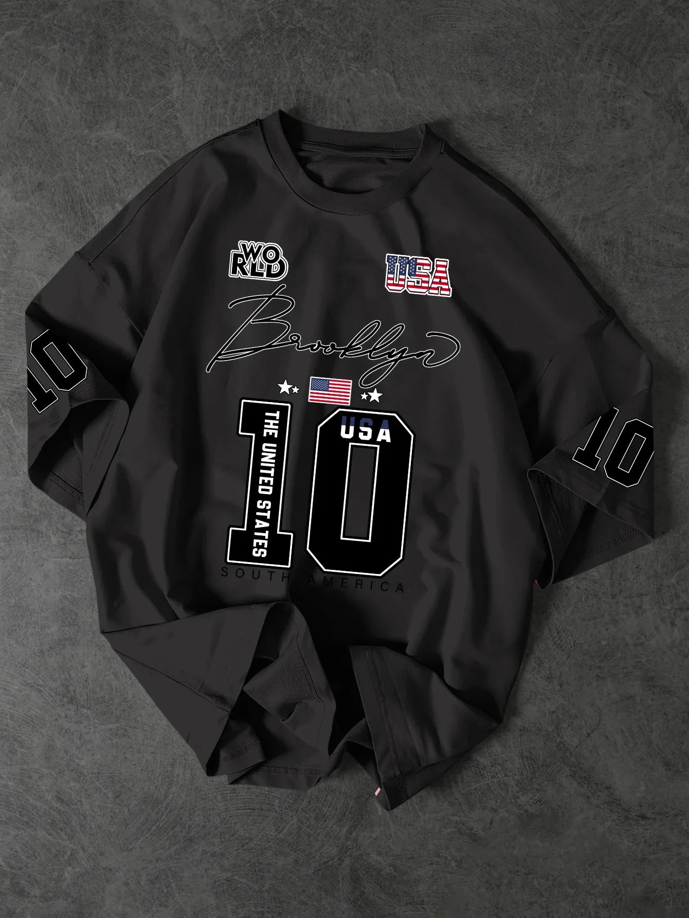 New Men's Brooklyn 10 T-Shirt USA Flag Graphic Print Streetwear Crew Neck Short Sleeve Polyester Tops S-2XL