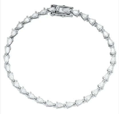 3x5mm Pear Cut Moissanite Tennis Bracelets for Women  s925 Sliver Plated 18k White Gold Hiphop Party Bracelet Wholesale