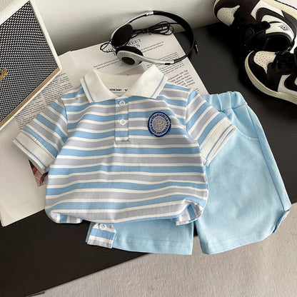 Summer Children Suits Boys Girls Short-sleeved Striped T-shirt +Shorts 2pcs/Set Babies Fashion Tracksuits Kids Casual Outfits