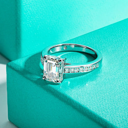 3ct Emerald Cut D Color Moissanite Engagement Ring 18K Gold Plated Classic Wedding Ring Women Jewelry Wholesale