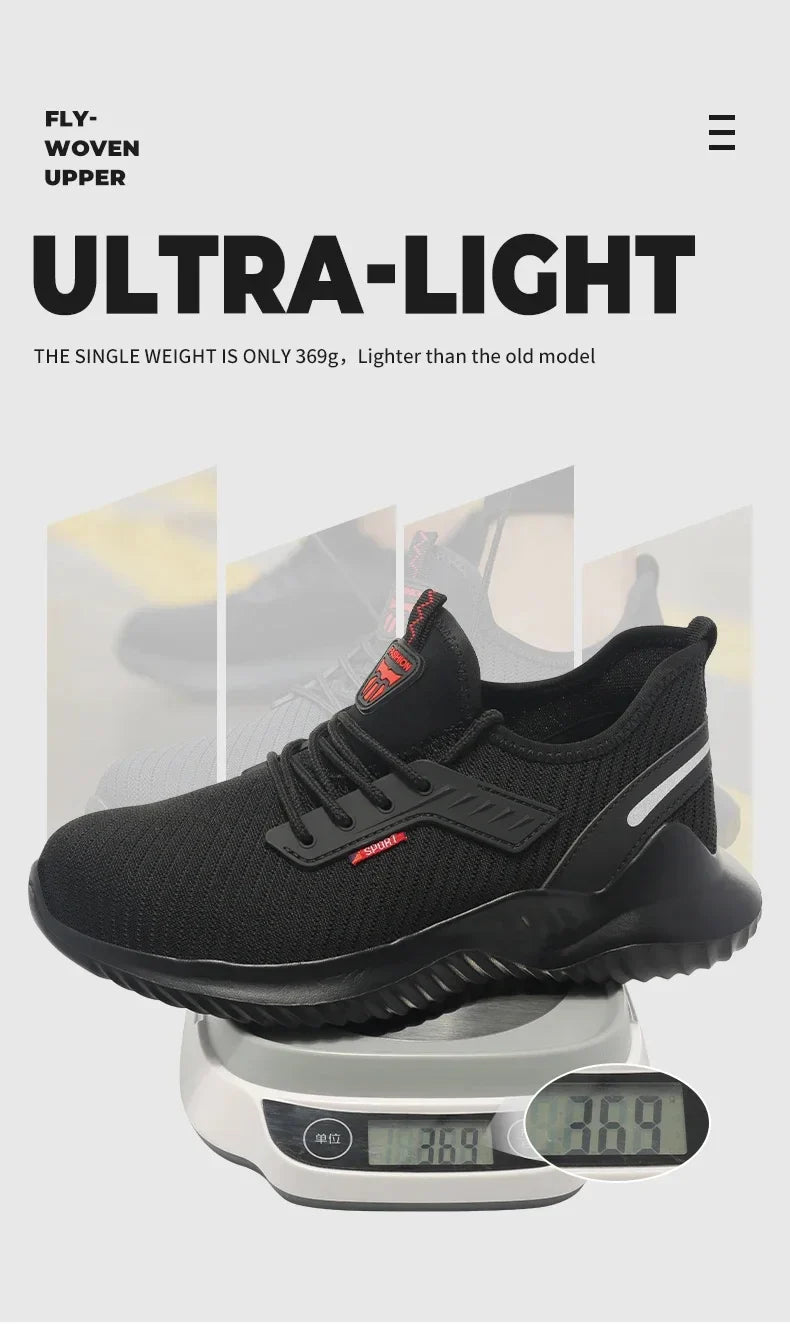 Lightweight Safety Shoes Men Steel Toe Sneakers Puncture Proof Breathable Safety Boots Man Dangerous Construction Work Foorwear