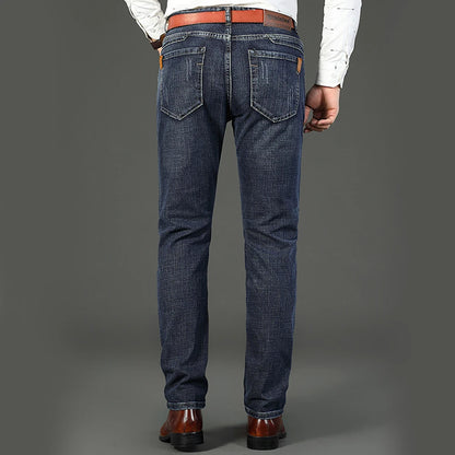 Wthinlee Business Men Jeans Casual Straight Stretch Fashion Classic Blue Black Work Denim Trousers Spring Summer Brand Clothing