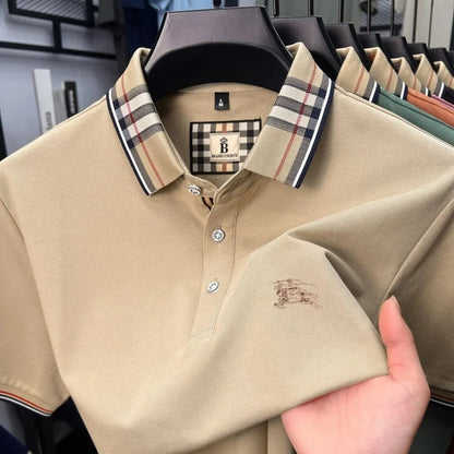 Luxury brand silk cotton short sleeve polo shirt fashion Paul Pony embroidered men's T-shirt summer comfort business casual top