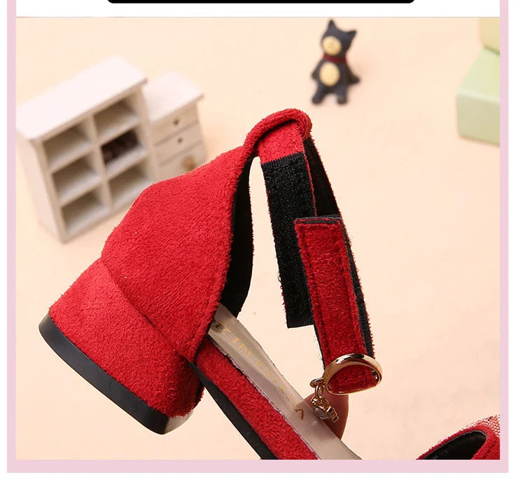 Girls Sandals Summer Shoes Cute Pearls Roman Shoes Pink Black Beading Open-toe Kids Fashion Girls Party Sandals Kids Shoes Chic