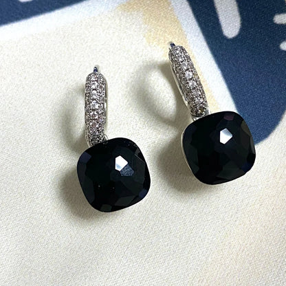 Classic Candy Color Earrings Inlay Transparent Zircon 27Colors Crystal Earrings Platinum Plated Fashion Jewelry For Women