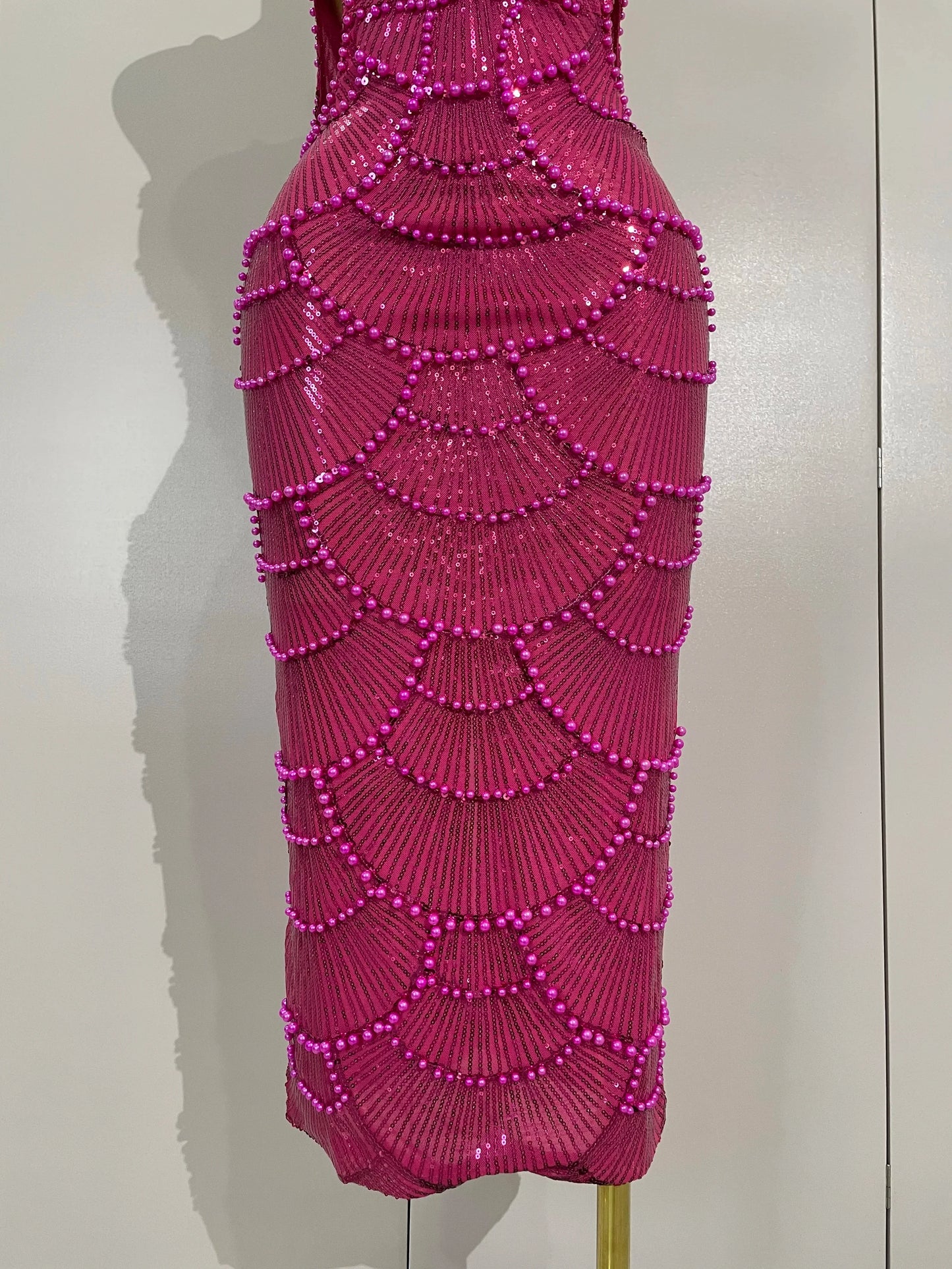 Women Hot Sale Sleeveless Sexy Strap Pearl Beading Sequins Bodycon Long Dress Celebrate Evening Party Birthday Outfit Vestido