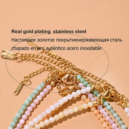 Mother of Pearl Beads Heart Choker Fashion Dyed Natural Shell Necklace for Women Stainless Steel Collares Femme