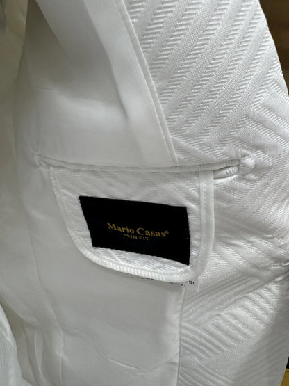 Patterned Elegant White Man Suit Jacket Vest Pants Fashionable 3-pieces Shawl Lapel Groom Wear Modern Glam Tuxedo Chic Set