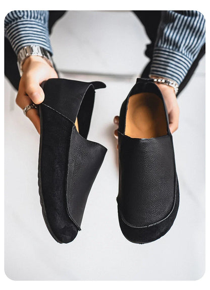 Man Loafers Outdoor Walking Fashion Mens Casual Shoes Soft Leather Comfort Half Slippers Breathable Lazy Driving Shoes