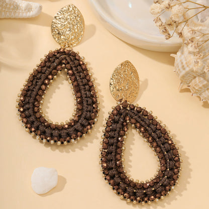 Big Water Drop Shape Drop Earrings For Women Colorful Beads Handmade Threading Crystal Long Earrings Jewelry Gift EA144