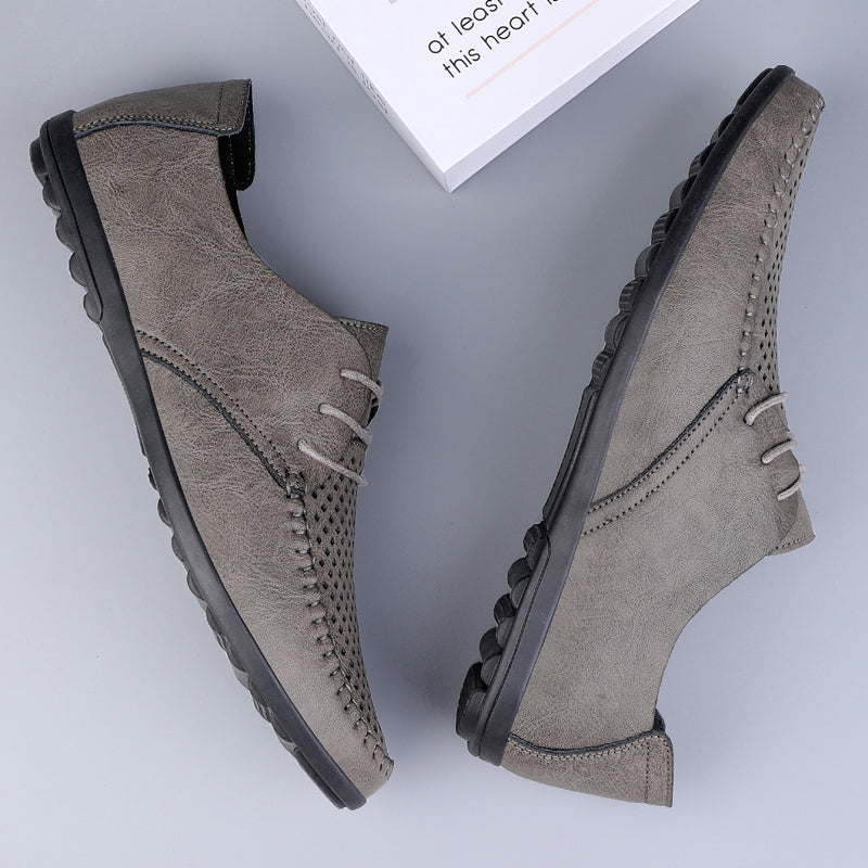 Summer Hollow Out Leather Shoes Men Luxury Italian Men Casual Handmade Moccasins Designer Breathable Boat Shoes