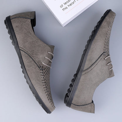 Summer Hollow Out Leather Shoes Men Luxury Italian Men Casual Handmade Moccasins Designer Breathable Boat Shoes
