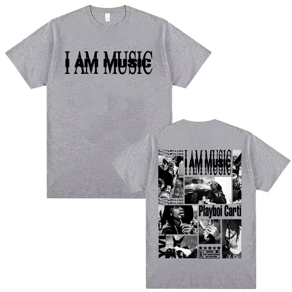 Playboi Carti I AM MUSIC Album Gothic Hip Hop T-Shirt for Men Unisex Summer O-Neck Street Fashion Top Tees