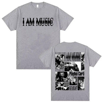 Playboi Carti I AM MUSIC Album Gothic Hip Hop T-Shirt for Men Unisex Summer O-Neck Street Fashion Top Tees