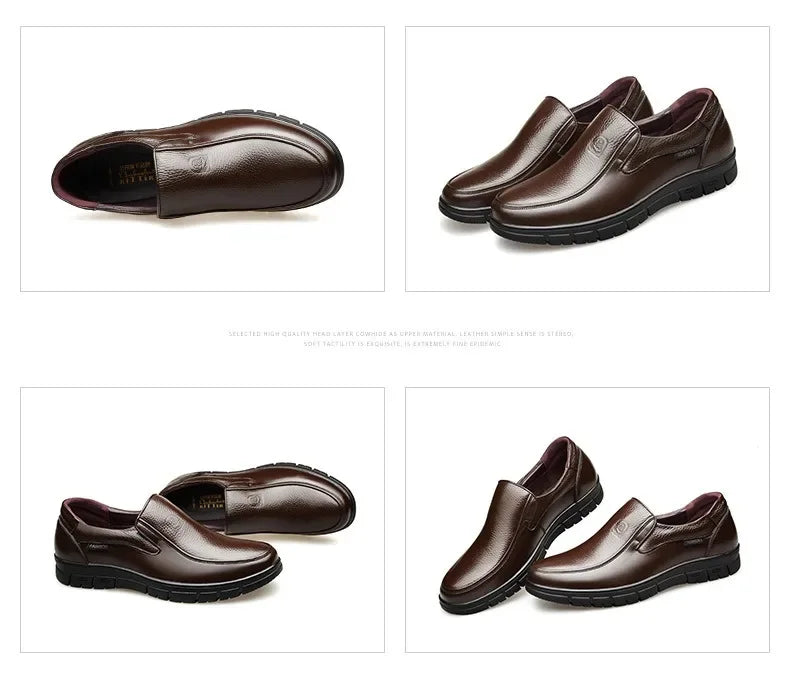 Men Genuine Leather Businenss Loafers Handmade Shoes Non-slip Man Flat Driving Walking Man Soft Luxury Dad Dress Office Shoes
