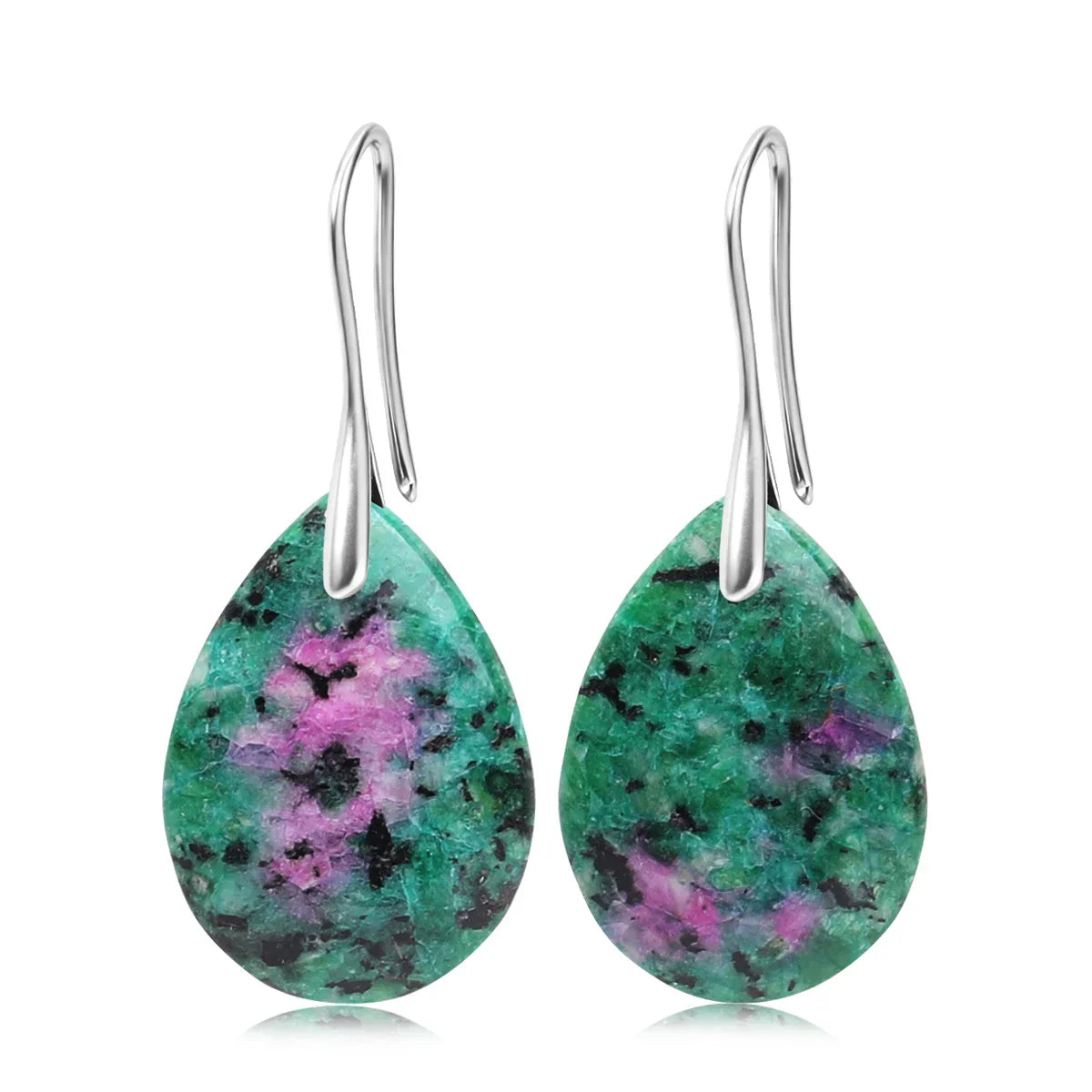 Natural Stone Pendant Women's Teardrop Earrings Elegant Gem Jewelry Creative Gift Black Obsidian Amethyst Rose Quartz Earrings