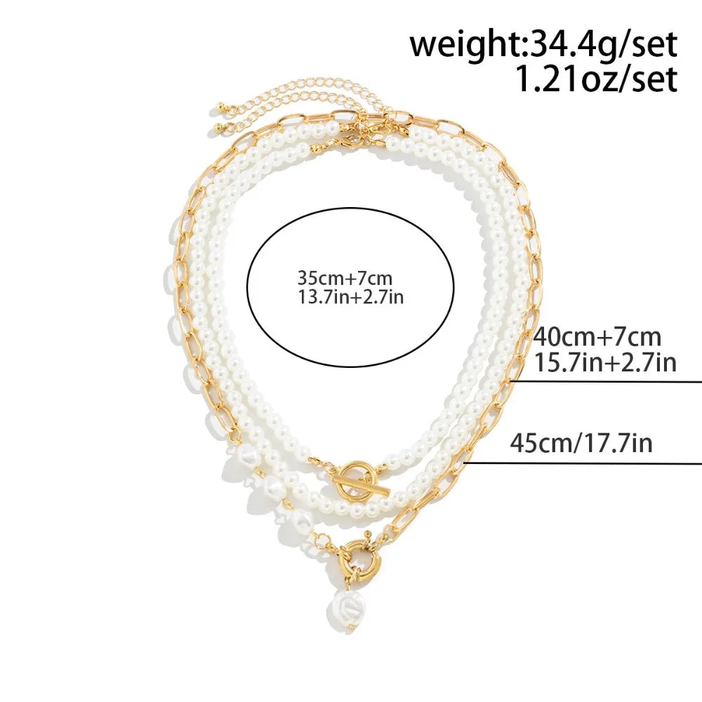 Elegant Irregular Imitation Pearl Beads Necklace for Women Vintage Party Wedding Tassels Choker Fashion Jewelry Accessories Gift