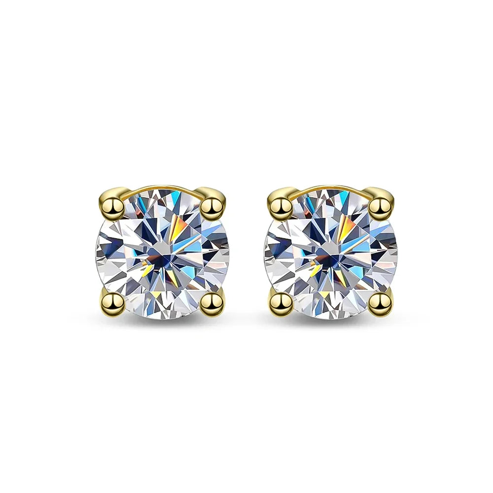 0.5/1/2 CT Real D VVS1 White Black Green Moissanite 100% 925 Sterling Silver Stud Earrings Sparking Fine Jewelry For Women