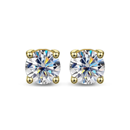 0.5/1/2 CT Real D VVS1 White Black Green Moissanite 100% 925 Sterling Silver Stud Earrings Sparking Fine Jewelry For Women