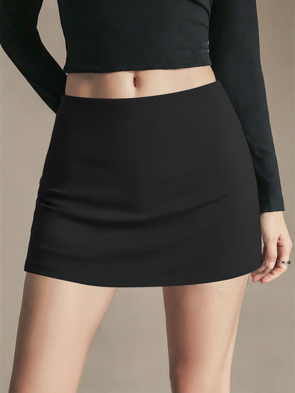Hot Girl Style High-Elastic Anti-Exposure Mini Skirt,Fake Two-Piece Design for Instant Long Legs,Perfect for Commute,Fitness