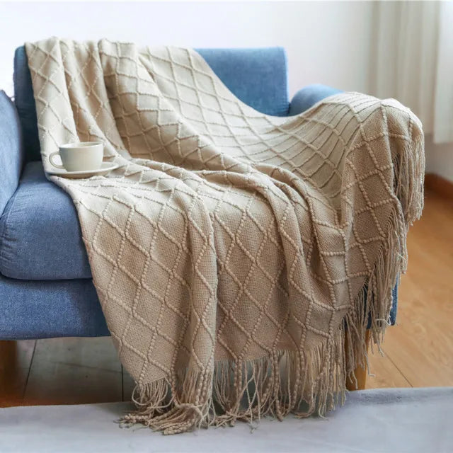 Aesthetic Nordic Plaid Knitted Throw Thread Blankets on the Bed Sofa Throw Travel TV Nap Blankets Soft Towel Bed Plaid Tapestry