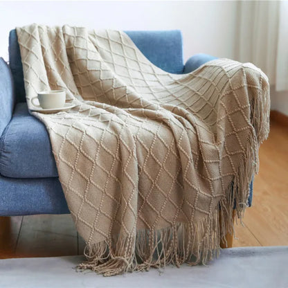 Aesthetic Nordic Plaid Knitted Throw Thread Blankets on the Bed Sofa Throw Travel TV Nap Blankets Soft Towel Bed Plaid Tapestry