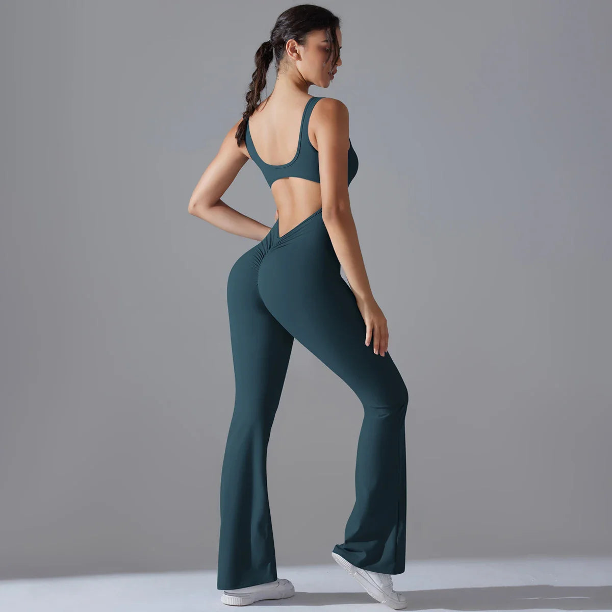 Sexy Back V Jumpsuit Gym Set Women Training Yoga Suit Sportswear Women Sports Jumpsuit Fitness Rompers Stretch Workout Bodysuits