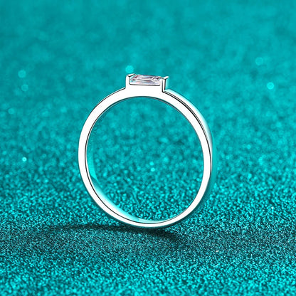 0.5ct 4x6mm Emerald Cut Moissanite Engagement Ring Women Bridal Proposal Rings S925 Sterling Silver Bands Wedding Band