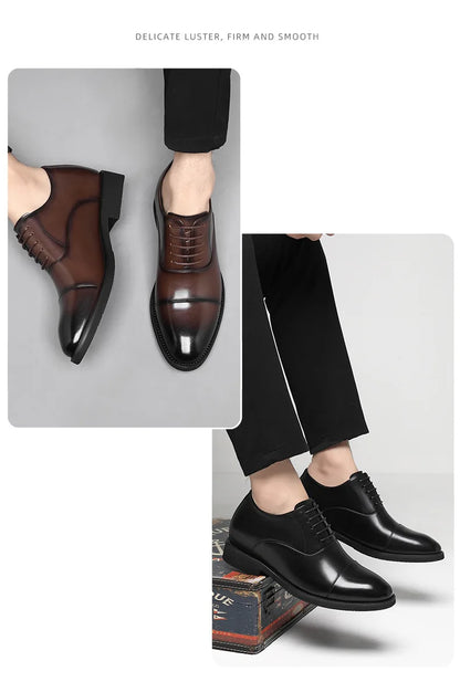2026 Height Increase 8cm Leather Shoes Men Business Leather Wedding Shoes Men
