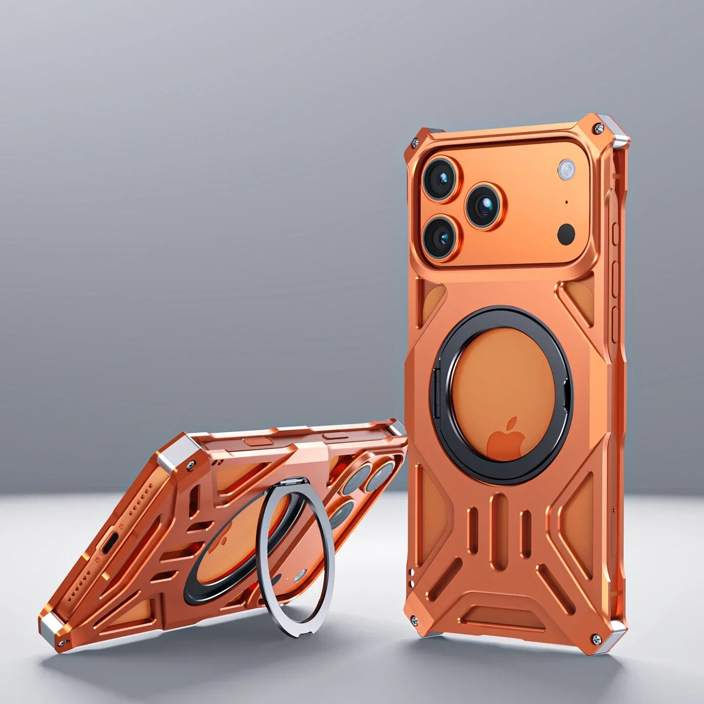 Metal Hollow Heat Dissipation Case For iPhone 17 Pro Max Magnetic Aluminum Alloy 360 Rotating Ring Holder Bracket Stand Cover