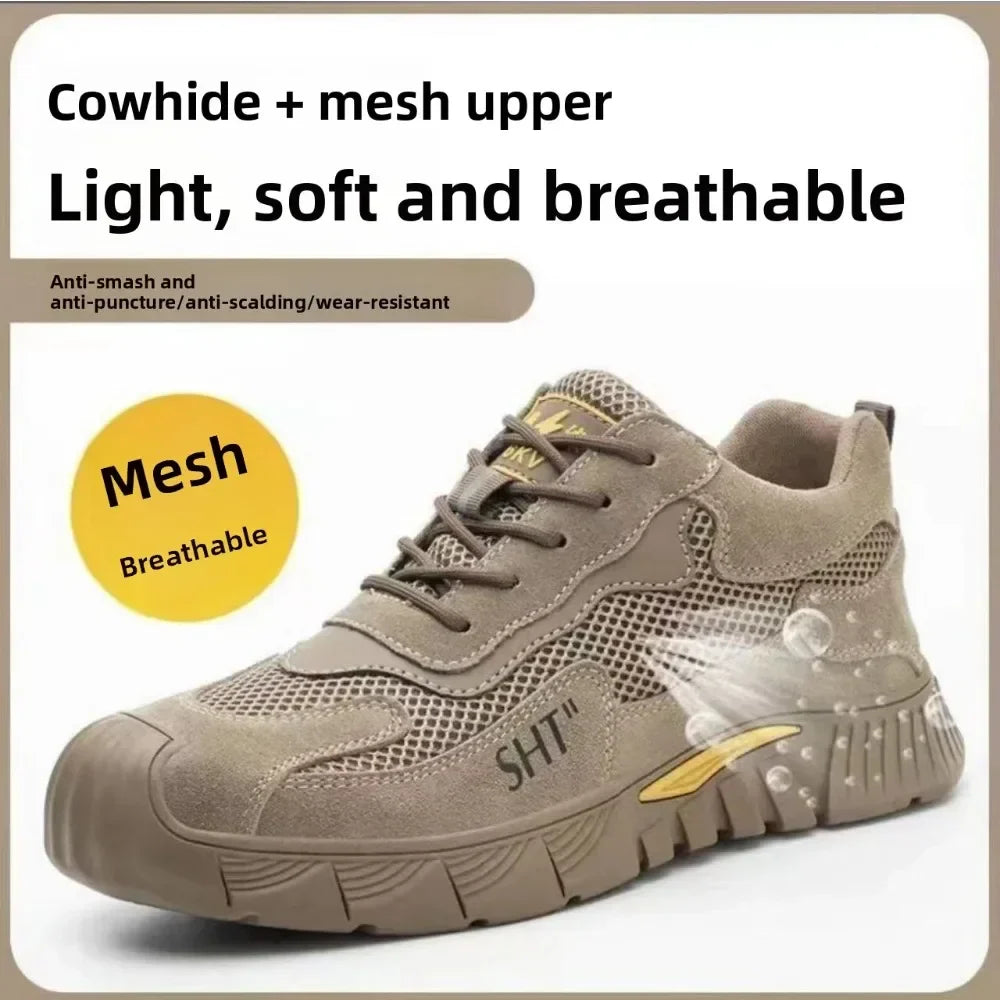 Labor Protection Shoes Steel Toe Breathable Odor Proof Capsprevent Smashing Punctures Welders Resistant  Dirt Light Safety Shoes