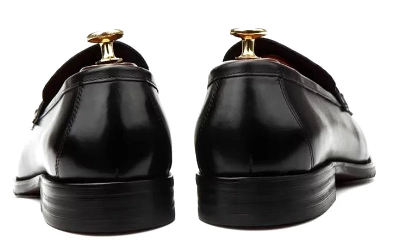 Metal Buckle Leather Shoes For Men Luxury Slip-on Genuine Leather Business Formal Shoes Groom Wedding Shoes