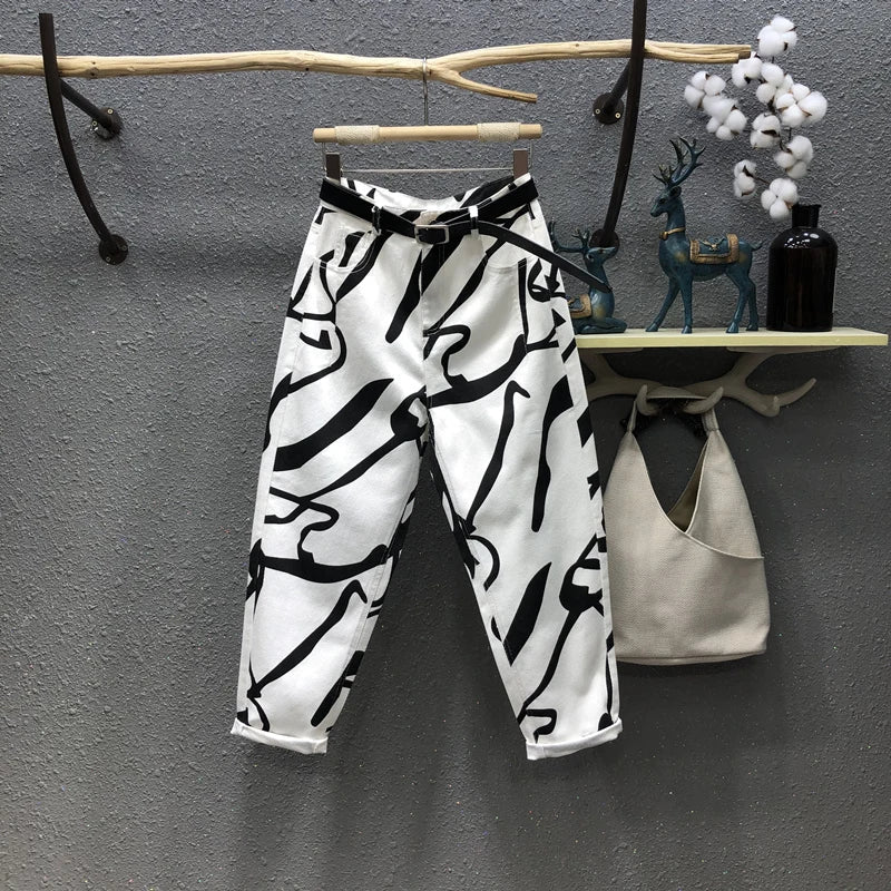 Jeans for women Streetwear Fashion Graffiti Print Jeans