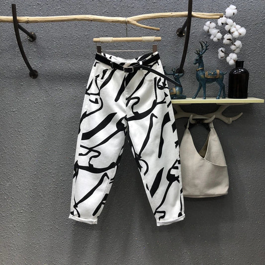 Jeans for women Streetwear Fashion Graffiti Print Jeans