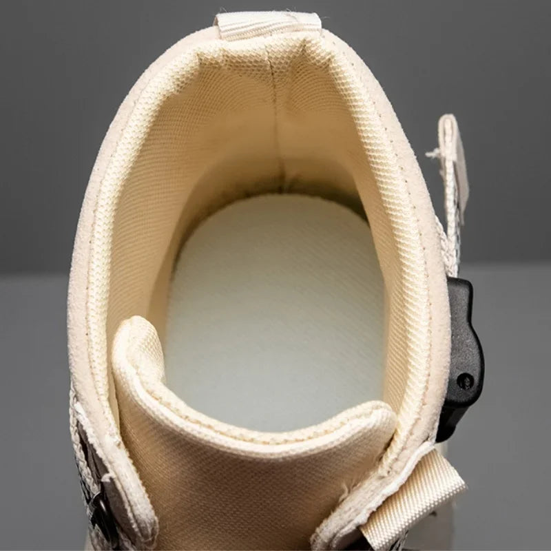 Cloth Men Boots High Top Ankle Boots British Style Men Casual Shoes Outdoor Breathable Walking Sneakers Comfortable Work Boots