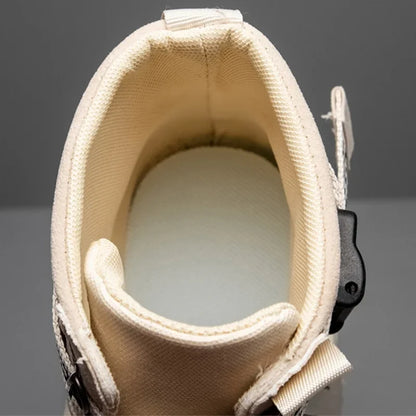Cloth Men Boots High Top Ankle Boots British Style Men Casual Shoes Outdoor Breathable Walking Sneakers Comfortable Work Boots