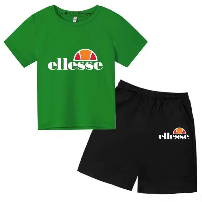 Kids Summer Leisure Letter 2pcs O-neck Short Sleeve T-shirts+Pants Suits 3-13 Years Boys Girls Casual Outfits Children Clothes