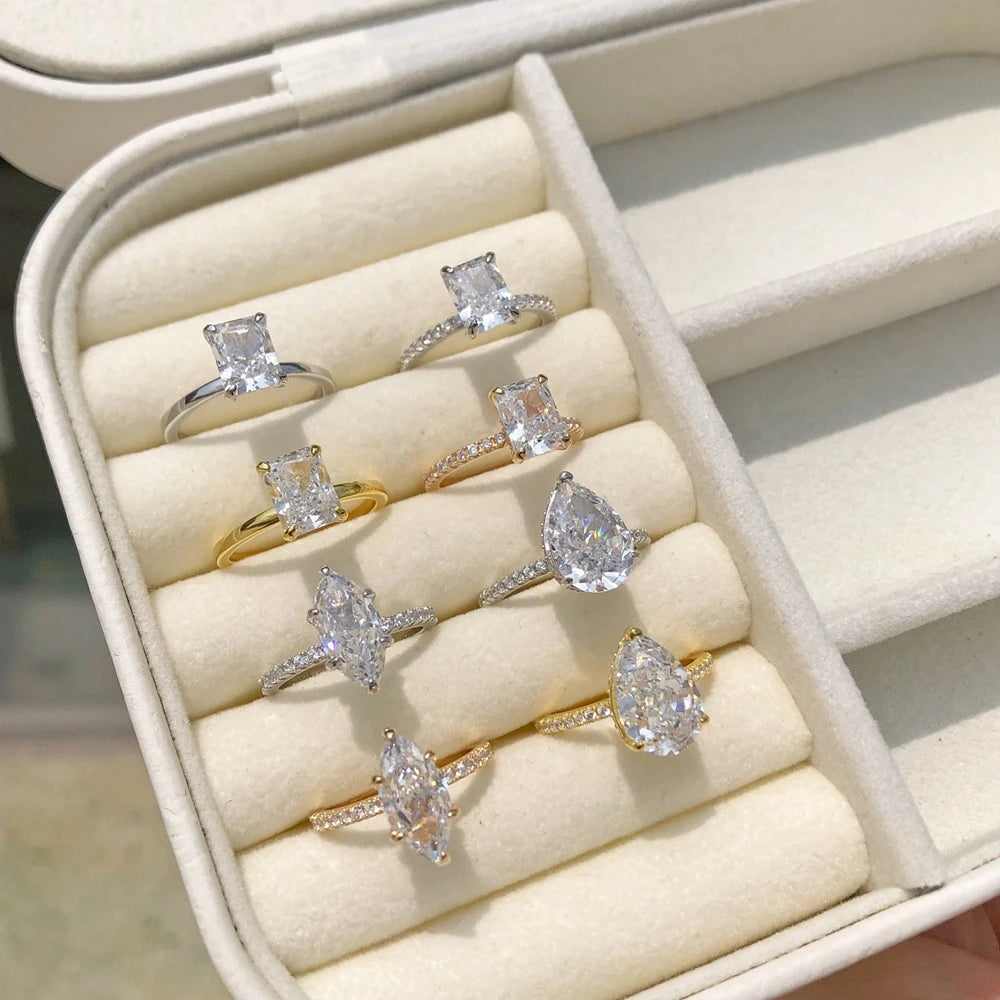 18K Gold Plated 925 Sterling Silver Crushed Ice Cut Lab Sapphire Gemstone Wedding Party Fine Jewelry Rings Wholesale
