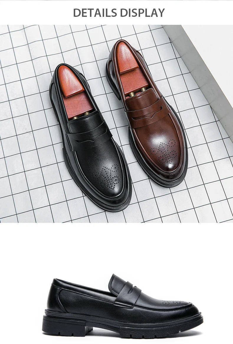 High Quality Men's Dress Shoes Office Casual Business Shoes For Men Brogues Leather Social Wedding Shoes Formal Loafers Male