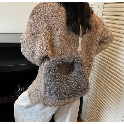 Plush Sweet Shoulder Bags for Women Cute Autumn and Winter 2025 New Versatile Fashion Large Capacity Women's Handbags