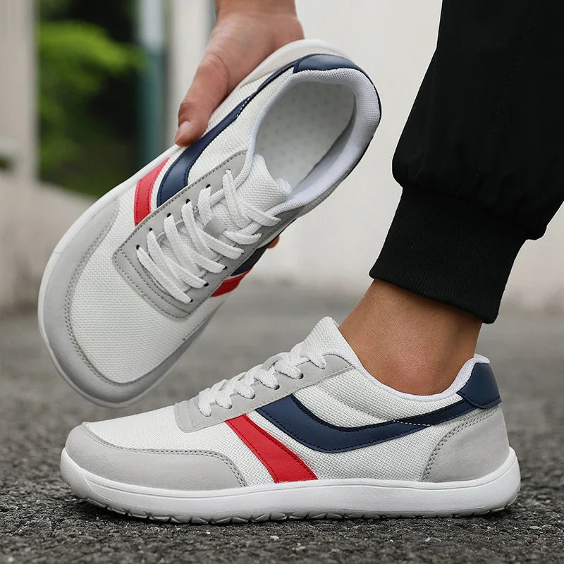 Novos Sapatos Masculinos Bico Largo Casuais Versáteis Sola Macia Forma Larga Tênis de Caminhada Malha Respirável Confortáveis Sapatos Estilo Barefoot