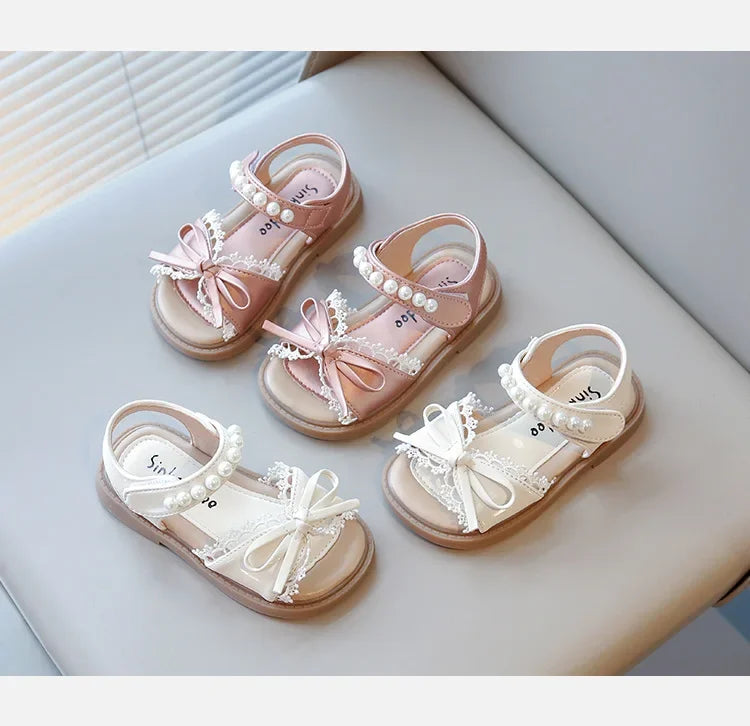 Kids Summer Beach Shoes Bow New Classmate Baby Soft Sole Fashion Girls Sandals Non-slip Princess Shoes Size 25-30