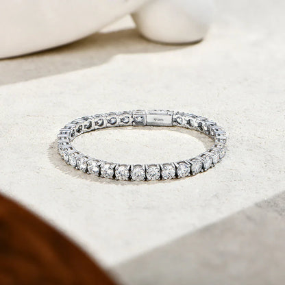 D Color Round Cut 5.0 4.0mm Moissanite Tennis Bracelet for Women Man Real 925 Sterling Silver Pass Diamond Tester Gift