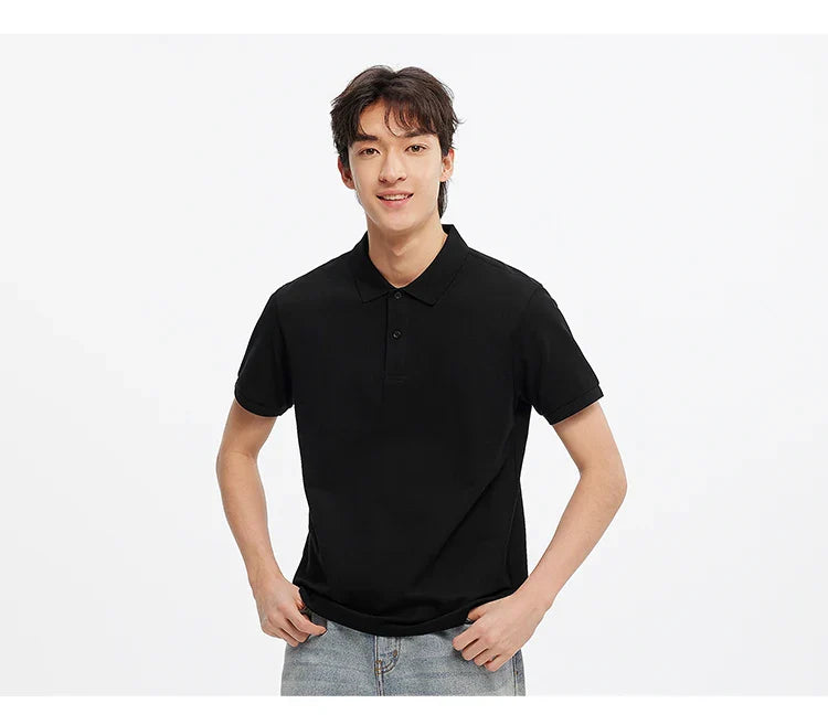 Polo Shirt Men Moisture Wicking Solid Color Short Sleeve T-Shirt 2025 Summer New Slim Fit Top for Active Wear