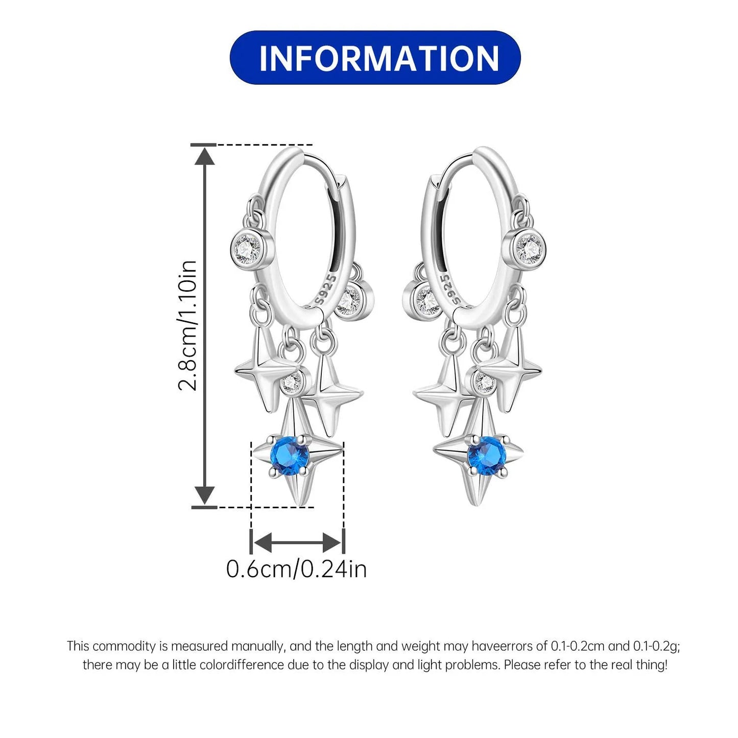 925 Sterling Silver Multi Layer Starry Tassel Drop Earrings Women Earrings Charm Trend Versatile Party Jewelry Gifts