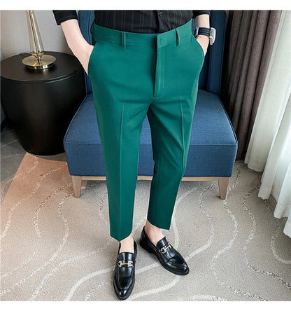 Men Solid Boutique Suits Pants Male Formal Wear Wedding Dress Trousers Quality Men British Style Business Casual Suit Pants 36