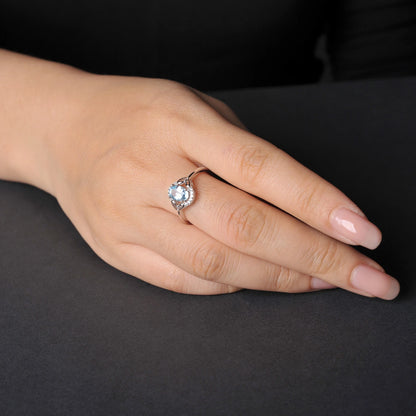 Oval Genuine Natural Sky Blue Topaz 925 Sterling Silver Rings for Women Fashion Gemstone Engagement Ring Band