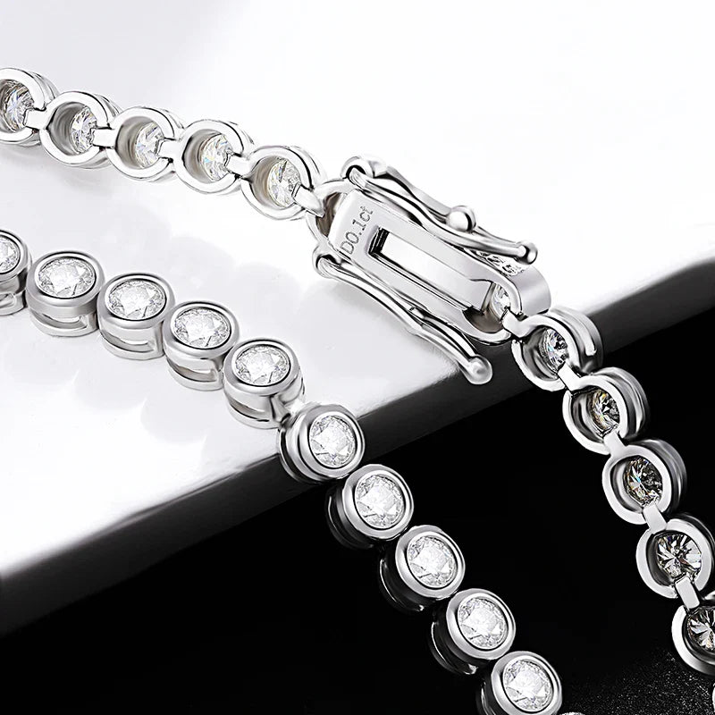 GRA Certified 2/3mm Moissanite Tennis Bracelets S925 Silver Round Bubble Lab Diamond Hand Chain for Women Men Fine Jewelry