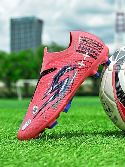 AG/FG Soccer Cleats Kids Youth Training Shoes PU Fabric Upper TPU Sole Non-Slip Wear-Resistant Firm Ground