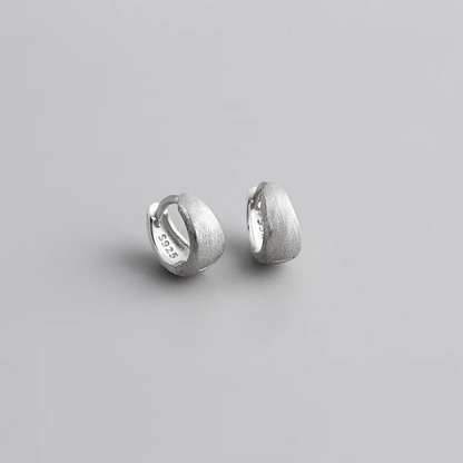 925 Sterling Silver Fine Matte Simple Wide Huggies Gothic Hoop Earrings for Women Unisex Piercing Rock Jewelry Ear Buckle